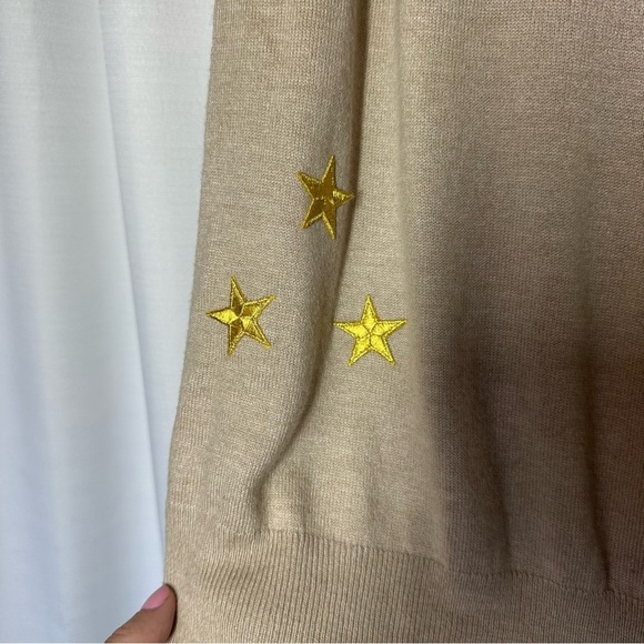 Banana Republic Sweater Womens Wool Crew Neck Gold Stars Nautical Minimalist XL - Picture 4 of 11
